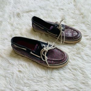 Sperry Iridescent Sequin Boat Shoes 6.5M